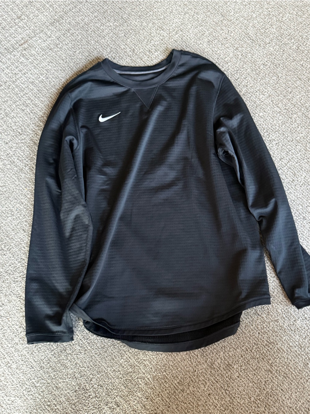Nike Black Athletic Long Sleeve Top with White Swoosh - Picture 1 of 3